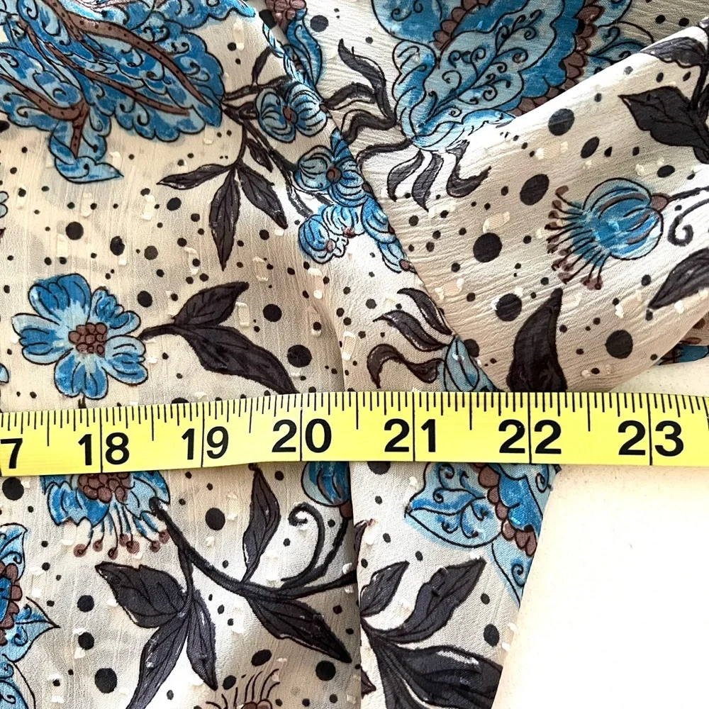 Joie Blue Floral Smocked Peasant Blouse Medium - Picture 7 of 8